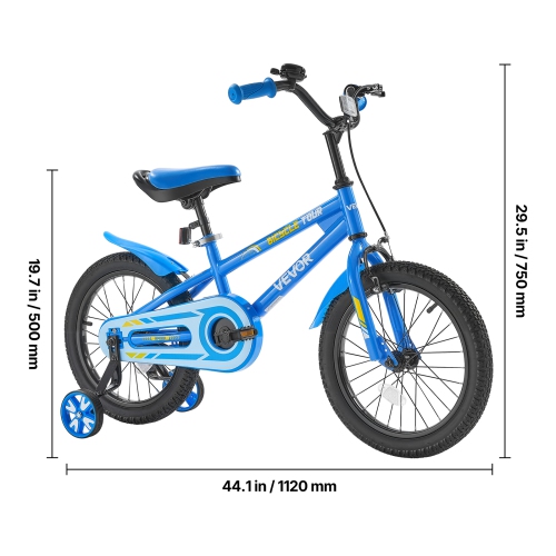 VEVOR 16 Inches Kids Bike, BMX Style Children Bicycle, Rider Height 3.28 ft - 4.27 ft, Training Wheels Included, Sturdy and Easy to Assemble, Toddler