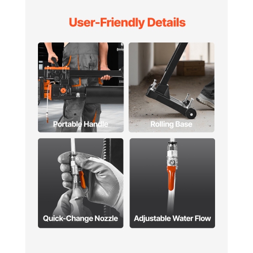 Perceuse à noyau diamanté VEVOR 2500&nbsp;W, diamètre de perçage de 0.8-10&nbsp;po, support de perceuse à noyau en béton sec et humide avec 10 bits,