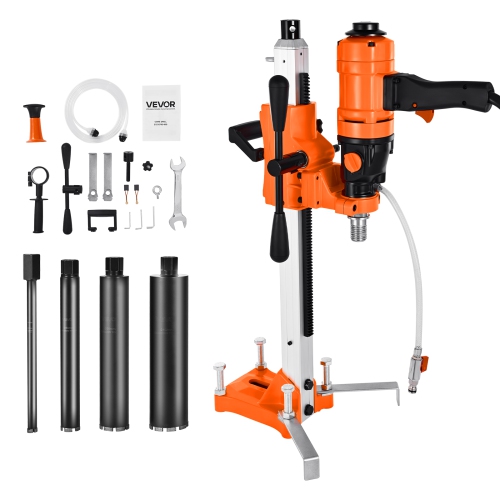 VEVOR 1800W Diamond Core Drilling Machine, 8 in Drilling Diameter, 2-in-1 Handheld & Stand-Mount Dry and Wet Concrete Core Drill Rig with 4 Drill