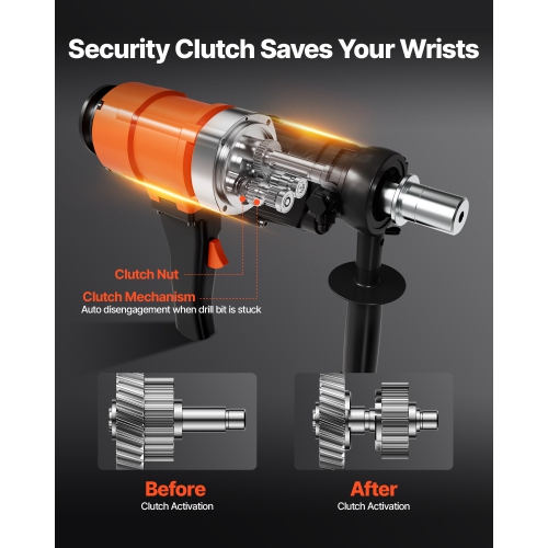 VEVOR 1800W Diamond Core Drilling Machine, 8 in Drilling Diameter, 2-in-1 Handheld & Stand-Mount Dry and Wet Concrete Core Drill Rig with 4 Drill