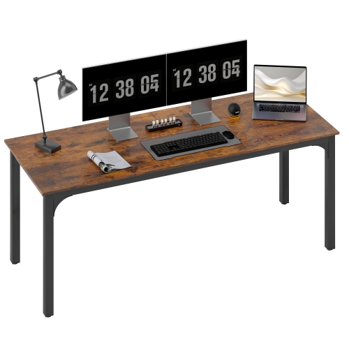 HOMCOM Large Computer Desk, 79" Long Home Office Desk for Two Person, Multi-Purpose Computer Table for Home Office Study, Rustic Brown