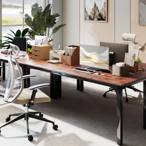 HOMCOM Large Computer Desk, 79" Long Home Office Desk for Two Person, Multi-Purpose Computer Table for Home Office Study, Rustic Brown