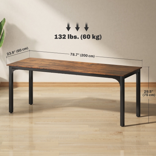HOMCOM Large Computer Desk, 79" Long Home Office Desk for Two Person, Multi-Purpose Computer Table for Home Office Study, Rustic Brown