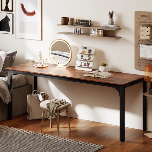 HOMCOM Large Computer Desk, 79" Long Home Office Desk for Two Person, Multi-Purpose Computer Table for Home Office Study, Rustic Brown