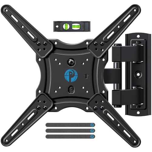 Full Motion TV Wall Mount for Most 26-60 Inch Flat Curved 4K TVs, Up to 77lbs and VESA 400x400mm, Single Articulating Arms TV Bracket Support Swivel,