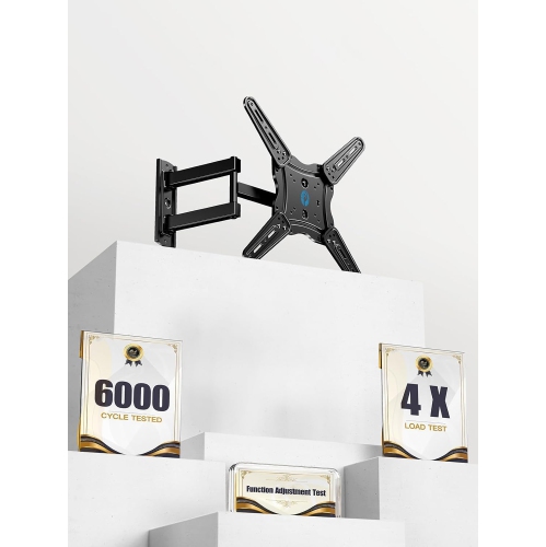 Full Motion TV Wall Mount for Most 26-60 Inch Flat Curved 4K TVs, Up to 77lbs and VESA 400x400mm, Single Articulating Arms TV Bracket Support Swivel,