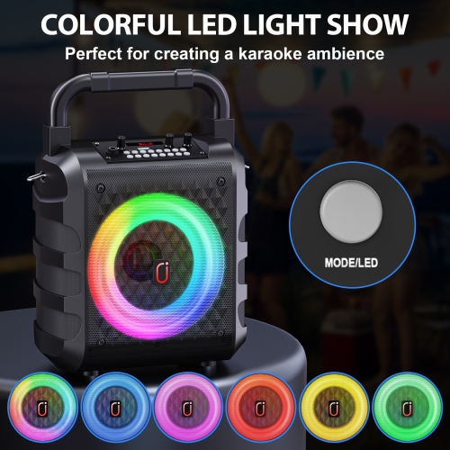 FanFun Bluetooth Speaker with 2 Mics, Portable Outdoor Speaker with LED Lights & Shoulder Strap & Deep Bass, T18-T