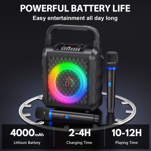 FanFun Bluetooth Speaker with 2 Mics, Portable Outdoor Speaker with LED Lights & Shoulder Strap & Deep Bass, T18-T