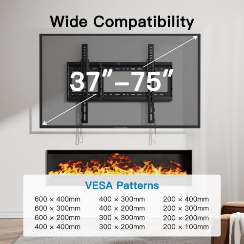 Tilt TV Wall Mount Bracket Low Profile for Most 37-75 Inch LED LCD OLED Plasma Flat Curved TVs, Large Tilting Mount Fits 16"-24" Wood Studs Max VESA