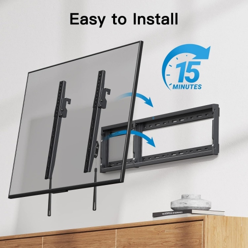 Tilt TV Wall Mount Bracket Low Profile for Most 37-75 Inch LED LCD OLED Plasma Flat Curved TVs, Large Tilting Mount Fits 16"-24" Wood Studs Max VESA