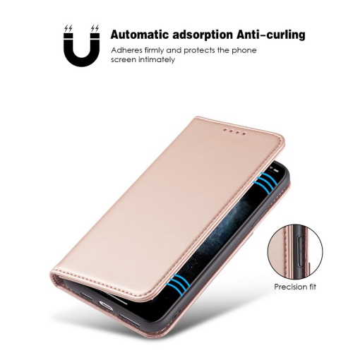 Suitable for iPhone 14 mobile phone leather case Apple with magnetic suction mobile phone case skin feel flip cover wear-resistant - rose gold