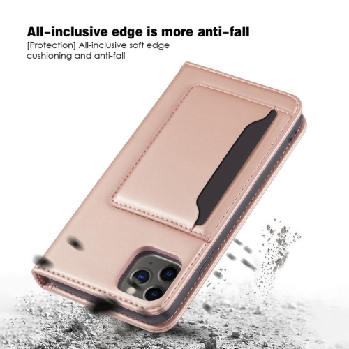 Suitable for iPhone 14 mobile phone leather case Apple with magnetic suction mobile phone case skin feel flip cover wear-resistant - rose gold