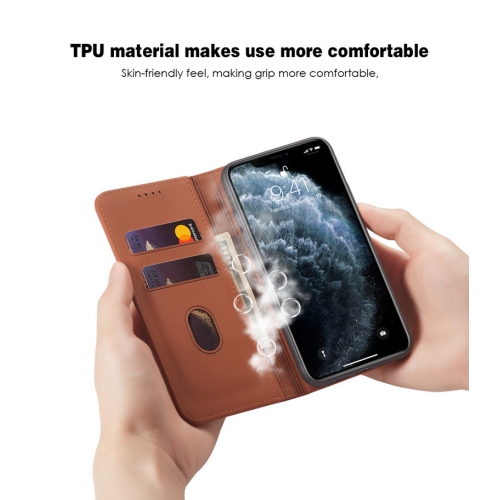 Suitable for iPhone 16 mobile phone leather case Apple with magnetic suction mobile phone case skin feel flip cover wear-resistant - brown