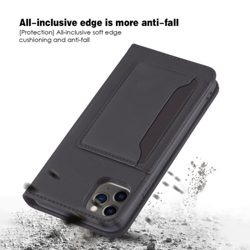 Suitable for iPhone 13 mobile phone leather case Apple with magnetic suction mobile phone case skin feel flip cover wear-resistant - black
