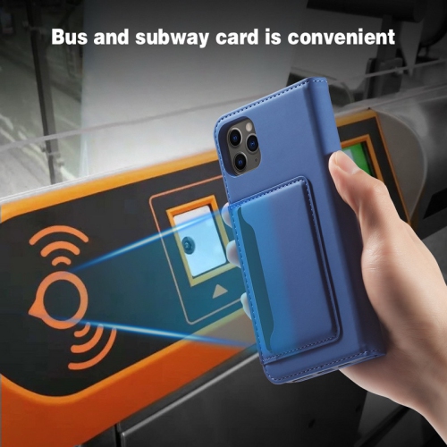 Suitable for iPhone 13 mobile phone leather case Apple with magnetic suction mobile phone case skin feel flip cover wear-resistant - blue