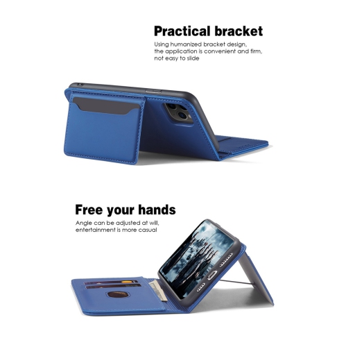 Suitable for iPhone 13 mobile phone leather case Apple with magnetic suction mobile phone case skin feel flip cover wear-resistant - blue