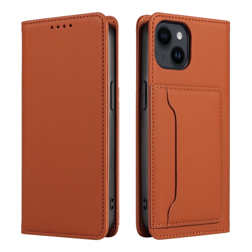 Suitable for iPhone 12 mobile phone leather case Apple with magnetic suction mobile phone case skin feel flip cover wear-resistant - brown
