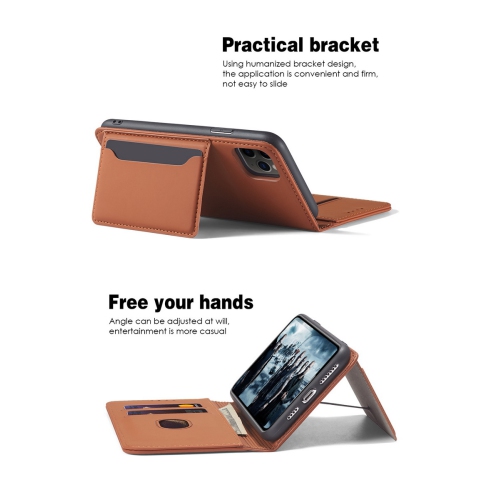 Suitable for iPhone 12 mobile phone leather case Apple with magnetic suction mobile phone case skin feel flip cover wear-resistant - brown