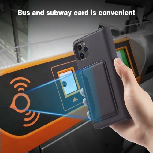 Suitable for iPhone 16 mobile phone leather case Apple with magnetic suction mobile phone case skin feel flip cover wear-resistant - black