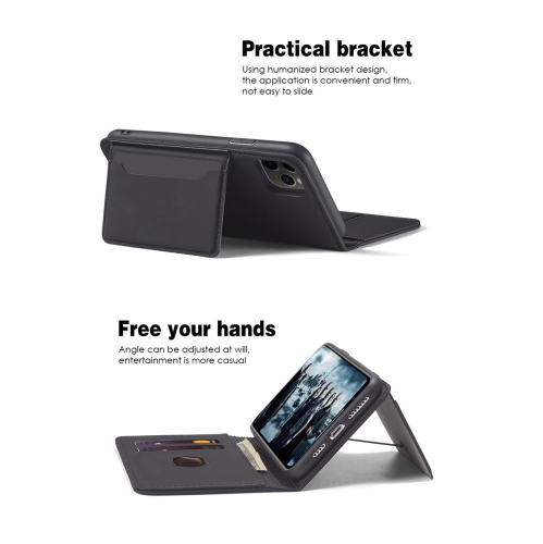 Suitable for iPhone 16 mobile phone leather case Apple with magnetic suction mobile phone case skin feel flip cover wear-resistant - black