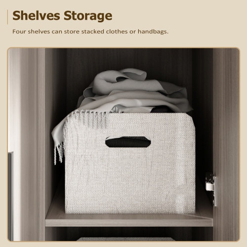 Famapy 3-Door Armoire with Hanging Rod & Fixed Shelves – Modern Wardrobe Closet for Bedroom, Living Room, or Study,Grey