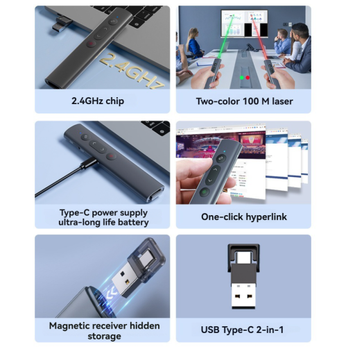 Tourne-page laser rouge, télécommande pour les entreprises, l'enseignement et les présentations de conférence, multimédia, portée laser de 200