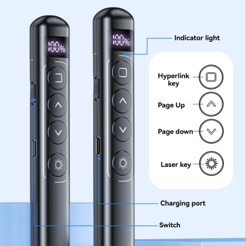 Multimedia Laser Presenter, Wireless Remote Control Presentation Pen, 100-meter Remote Control, Magnetic Receiver, Long Standby Time, Multi-OS