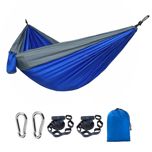 Ultra-light portable outdoor hammock, anti-rollover, heavy-duty parachute fabric, double camping hammock - 270*140cm, royal blue