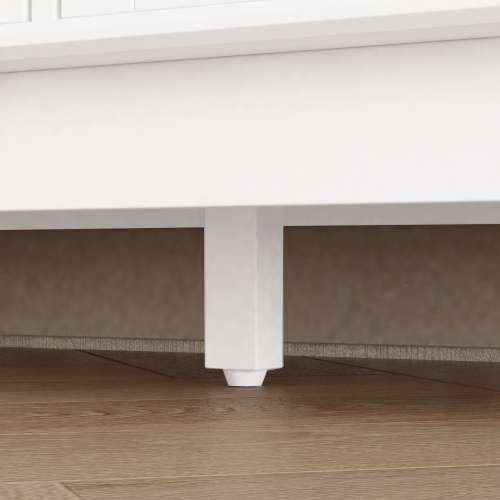 Commode contemporaine à 9 tiroirs Famapy avec pattes en bois massif – Buffet moderne pour chambre, salon ou bureau, blanc