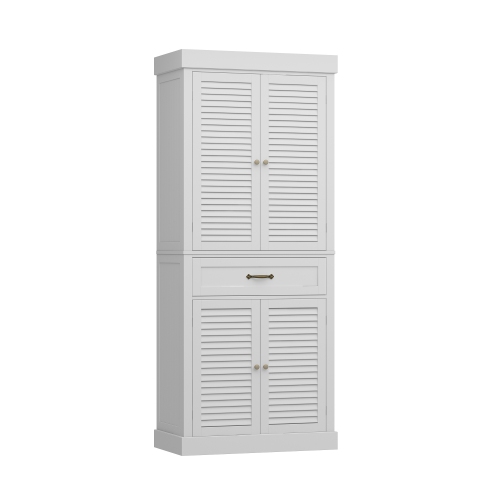 FAMAPY  Contemporary Bookcase w Adjustable Shelves & Shutter Doors – Stylish Storage for Books, Décor, Or Household Items (30” W X 71.6” H X 15.7” D)