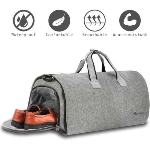 Meidale Convertible Garment Bag with Shoulder Strap| Carry on Garment Duffel Bag for Men, Women - 2 in 1 Hanging Suitcase Suit Travel Bags - Grey