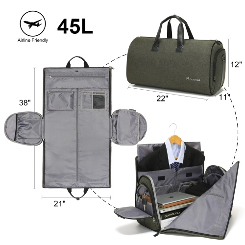 Meidale – Sac à vêtements convertible avec bandoulière | Sac de sport de cabine pour hommes, femmes - Sacs de voyage 2 en 1 pour valise suspendue -