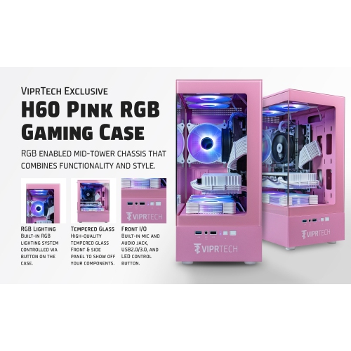 ViprTech Stryker 4.0 Liquid-Cooled PC - AMD Ryzen 7, NVIDIA RTX 5060 8GB, 16GB DDR4 3200, 1TB NVMe SSD, WiFi BT, Win 11 Pro, Gaming Desktop Computer