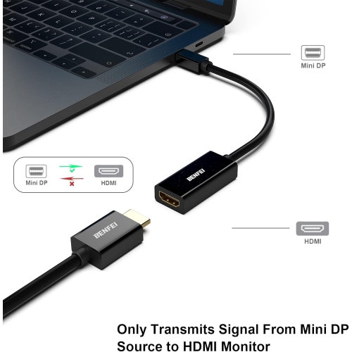 BENFEI Mini DP to HDMI Adapter, Gold-Plated, Thunderbolt Compatible for MacBook, Surface Pro