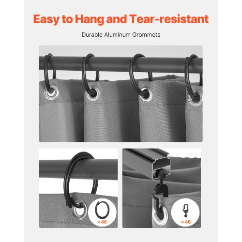 VEVOR Gazebo Curtains Outdoor, Fit Most 10' x 10' x 6.9' Gazebos, 4-Panel Sidewall Gazebo Privacy Curtains with Zippers, Outdoor Curtain Replacement