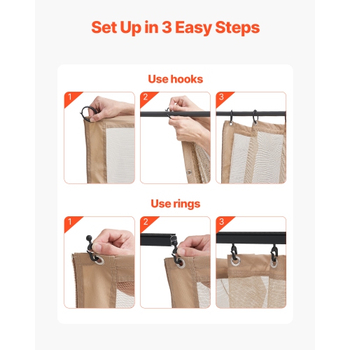 VEVOR Gazebo Netting Replacement, Fit Most 10 x 12 x 7 FT Gazebo Curtain, Outdoor Garden Net, 4-Panel Sidewall Mesh Net, Patio Midge Netting with