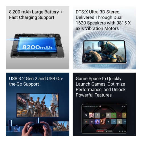 REDMAGIC Astra Gaming Tablet – 9.06″ 2.4K 165 Hz OLED, Snapdragon 8 Elite, 8200mAh Battery, 12+256GB Silver