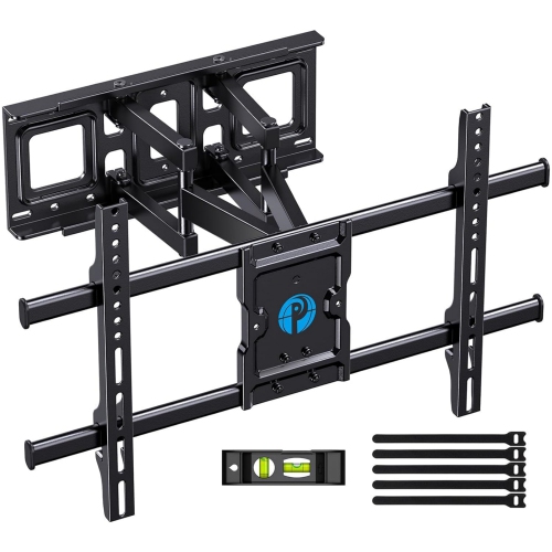 Full Motion TV Wall Mount for 37-75" Flat Curved TVs, TV Bracket with Dual Articulating Arms Swivel Tilt Rotation, Up to 132lbs Max VESA 600x400 Fit