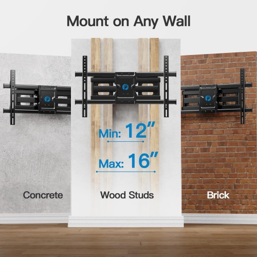 Full Motion TV Wall Mount for 37-75" Flat Curved TVs, TV Bracket with Dual Articulating Arms Swivel Tilt Rotation, Up to 132lbs Max VESA 600x400 Fit