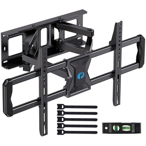 Full-Motion TV Wall Mount for Most 37–75 Inch TVs up to 100 lbs, TV Bracket with Dual Articulating Arms, Extension, Swivel, Tilt, Fits 16" Wood