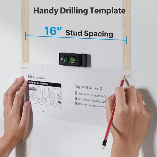 Full-Motion TV Wall Mount for Most 37–75 Inch TVs up to 100 lbs, TV Bracket with Dual Articulating Arms, Extension, Swivel, Tilt, Fits 16" Wood