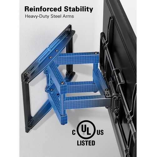 Large Full Motion TV Wall Mount for 40-82 inch Flat or Curved TVs up to 110 lbs, Fits 16” Wood Studs, TV Mount Bracket with Swivel, Extension, &