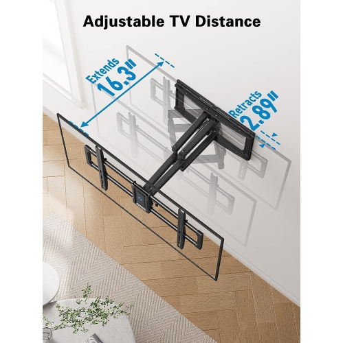 Large Full Motion TV Wall Mount for 40-82 inch Flat or Curved TVs up to 110 lbs, Fits 16” Wood Studs, TV Mount Bracket with Swivel, Extension, &