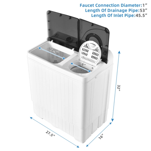 Costway 26lbs Portable Semi-automatic Twin Tub Washing Machine with Drain Pump