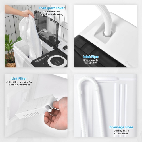 Costway 26lbs Portable Semi-automatic Twin Tub Washing Machine with Drain Pump