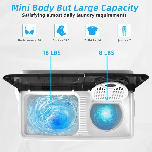 Costway 26lbs Portable Semi-automatic Twin Tub Washing Machine with Drain Pump