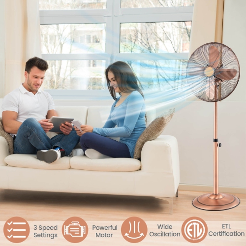 Ventilateur sur pied de 16 po de Costway avec 3 réglages de vitesse, poignée et pales en aluminium