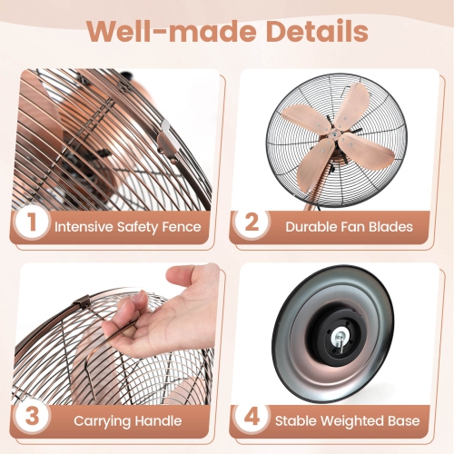 Ventilateur sur pied de 16 po de Costway avec 3 réglages de vitesse, poignée et pales en aluminium