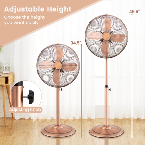 Ventilateur sur pied de 16 po de Costway avec 3 réglages de vitesse, poignée et pales en aluminium