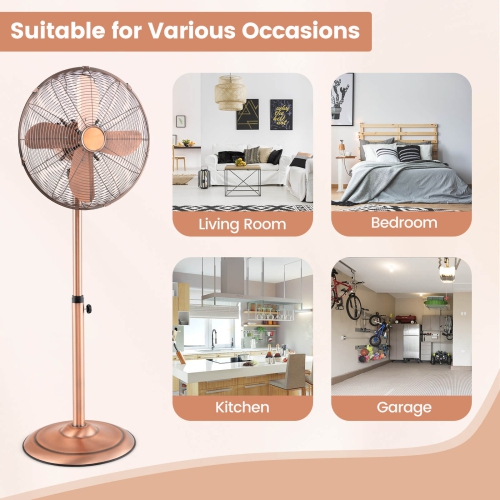 Ventilateur sur pied de 16 po de Costway avec 3 réglages de vitesse, poignée et pales en aluminium